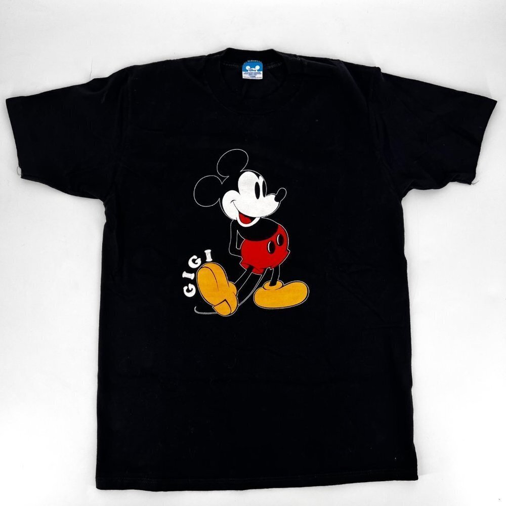 Vintage 80s Single Stitch Mickey Mouse T-Shirt Custom name Gigi Size‎ L